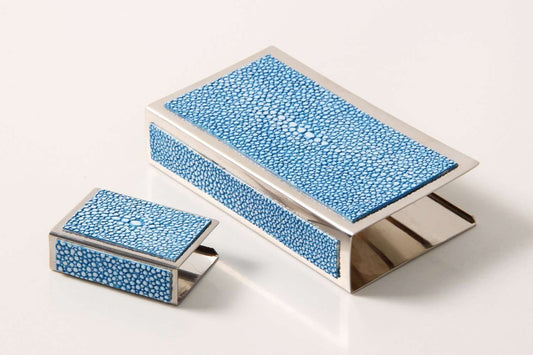 match box holder Blue Shagreen match box holder