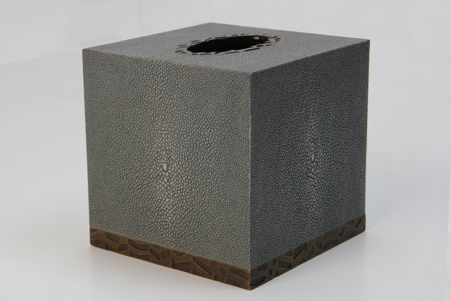 Tissue box chic green shagreen tissue box