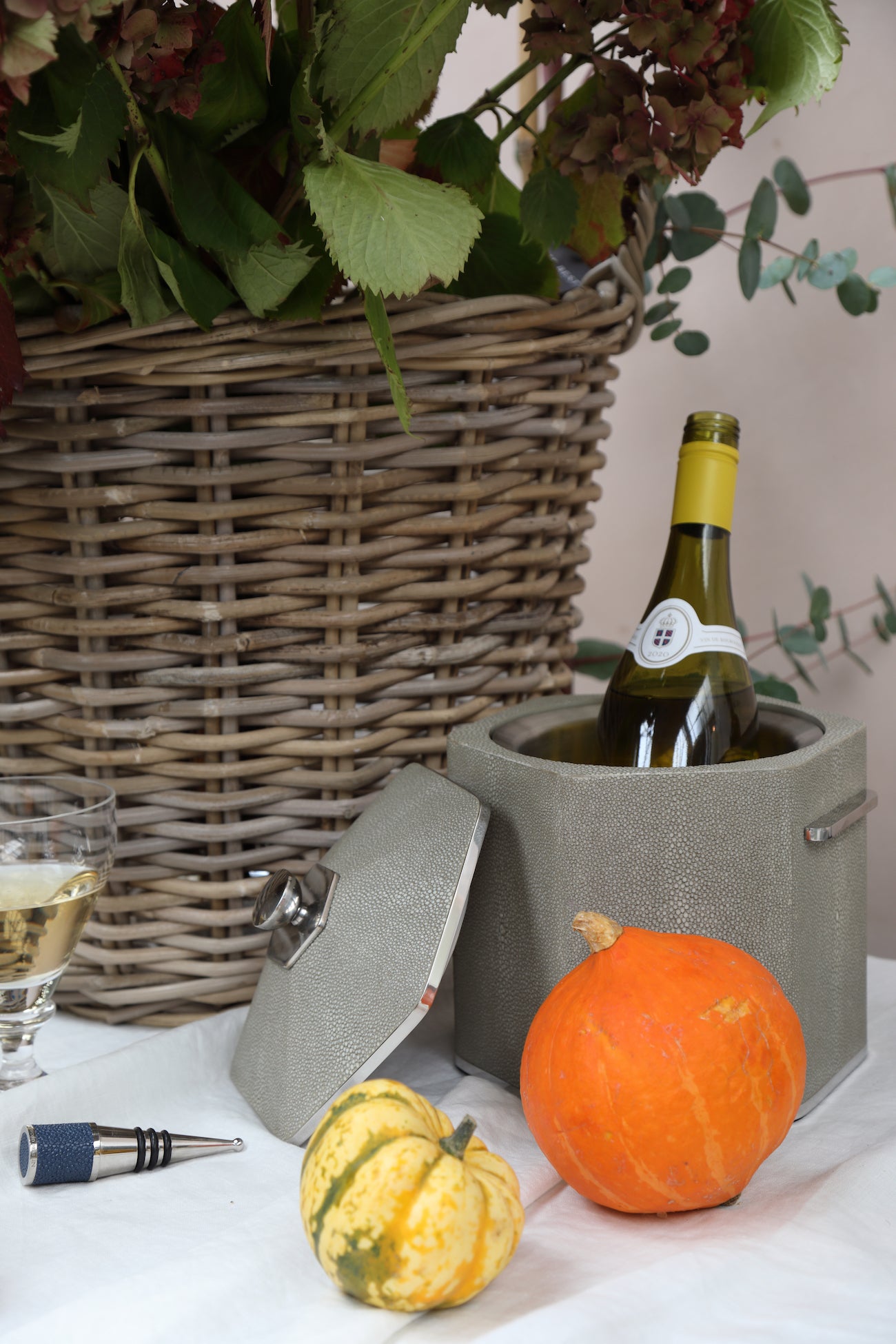 ice bucket Taupe shagreen ice bucket