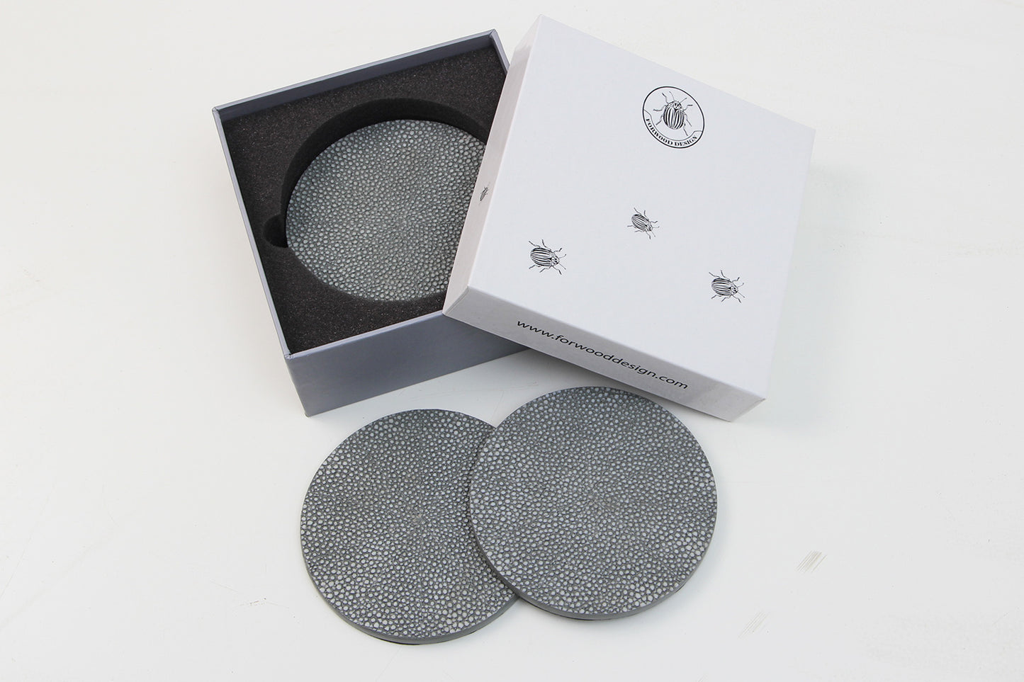 Coasters green Shagreen drinks coasters