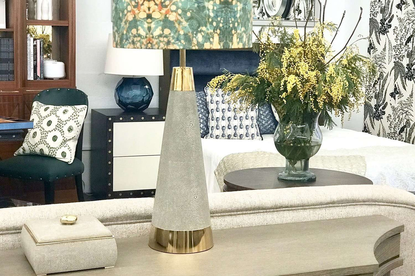 Sabina Table Lamp in Barley Shagreen