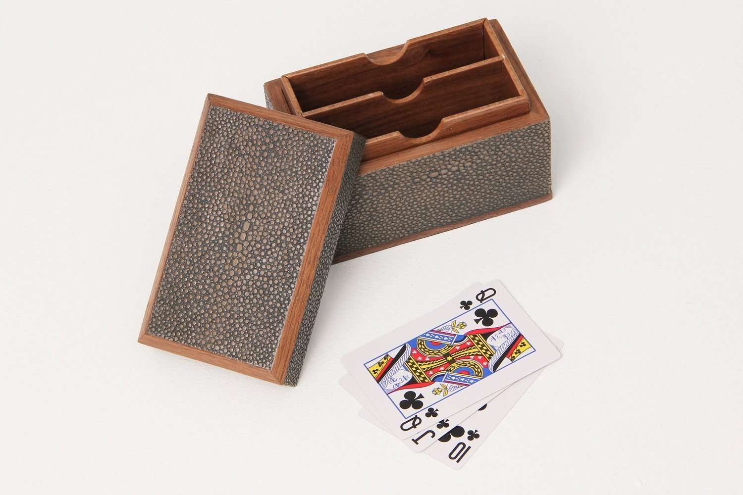  playing card box Forwood Design brown shagreen playing card box