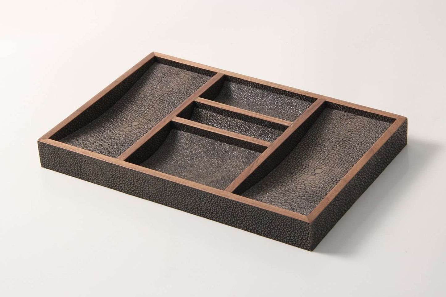 unique desk tidy Valet tray Brown shagreen