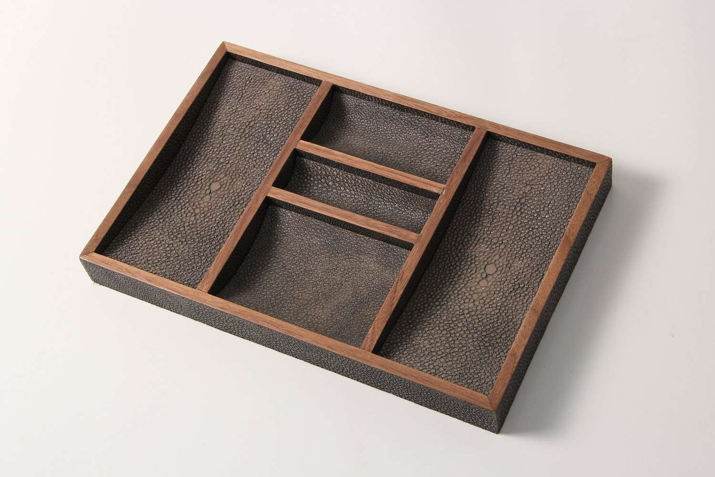 chic valet tray desk organizer in brown shagreen