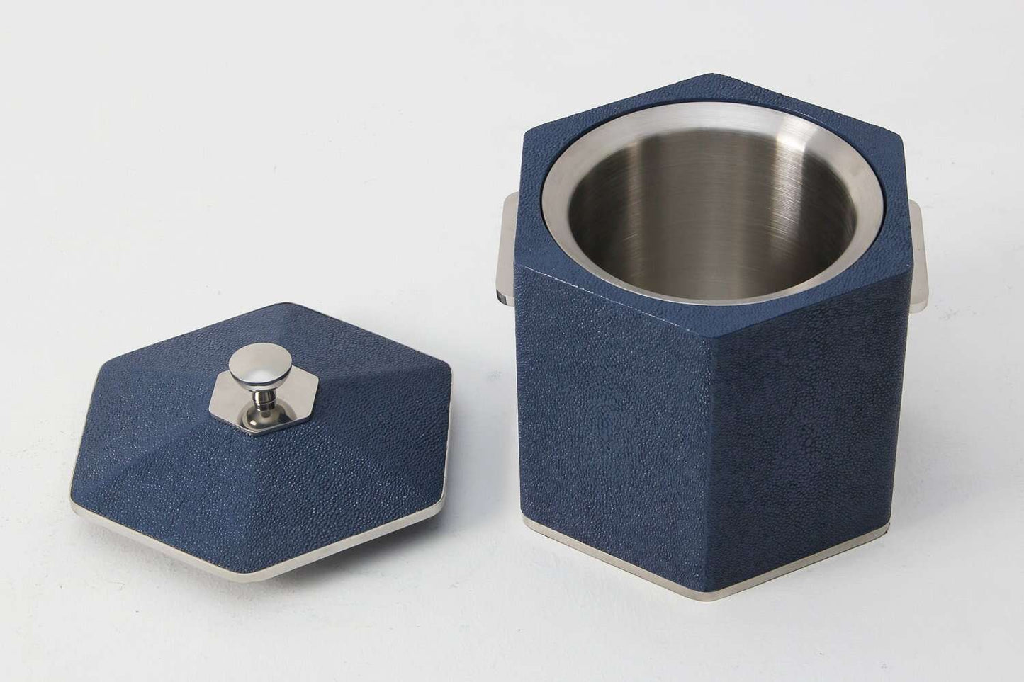 Ice bucket gorgeous Blue shagreen ice bucket