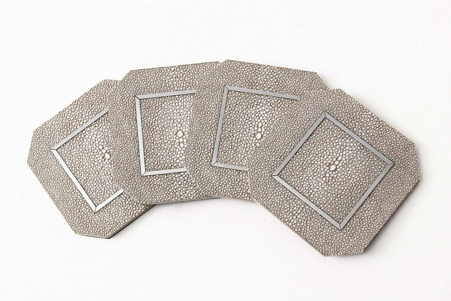 Coasters Set 4 taupe shagreen coasters