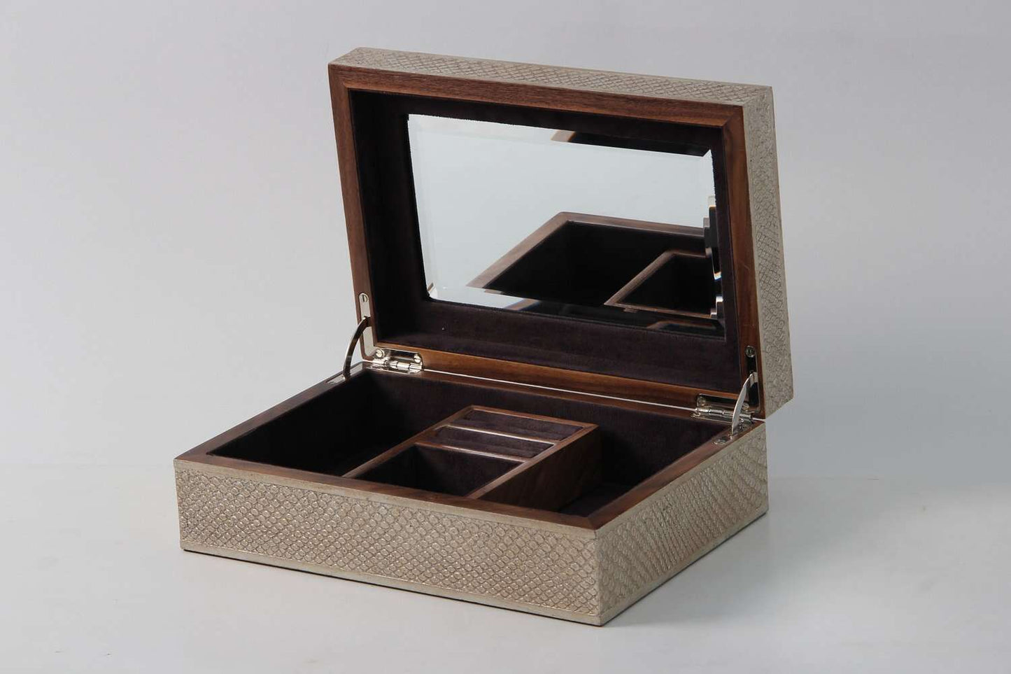 gorgeous antique silver jewelry box with morror