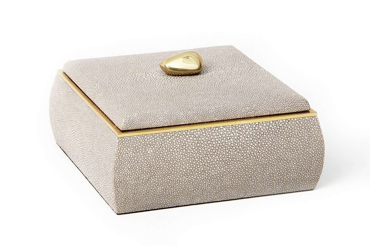 Jewelry box trinket box taupe Shagreen box