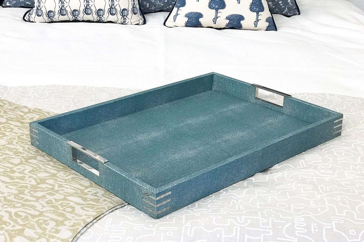 Teal serving tray drinks tray by Forwood Design