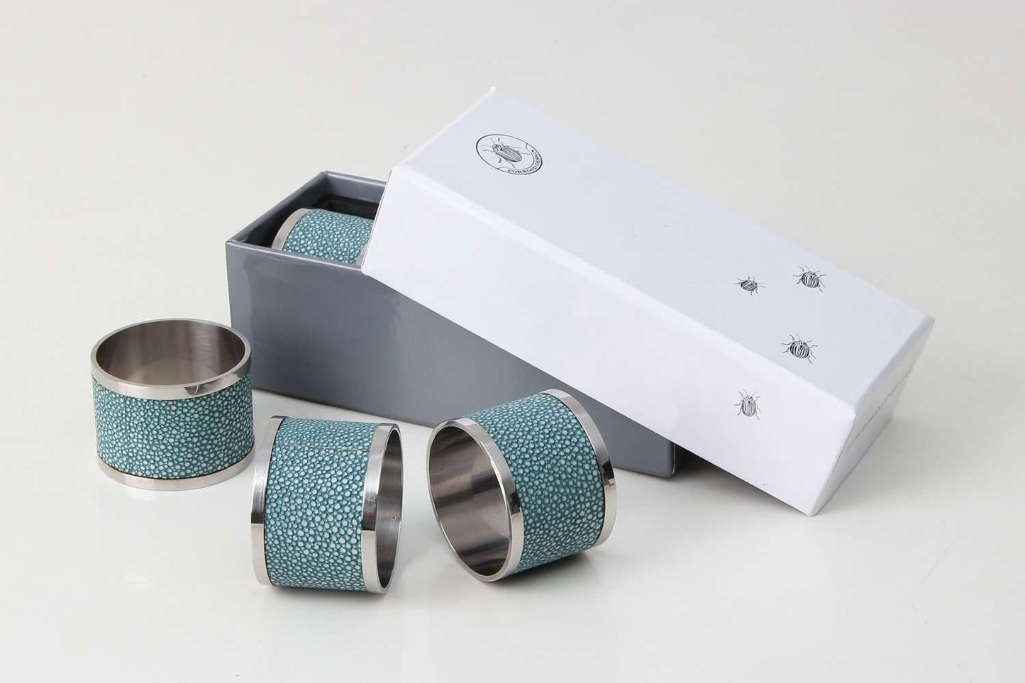 Napkin rings Teal Shagreen napkin rings Present