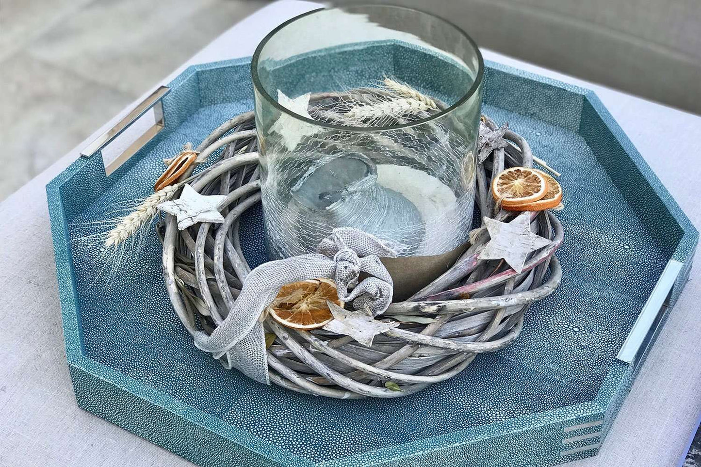 chic shagreen serving tray drinks tray