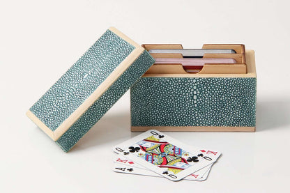 playing card box luxury teal shagreen playing card box