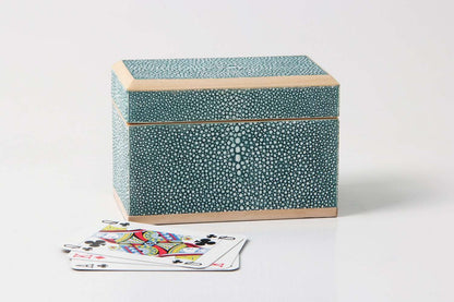  playing card box unique teal shagreen playing card box