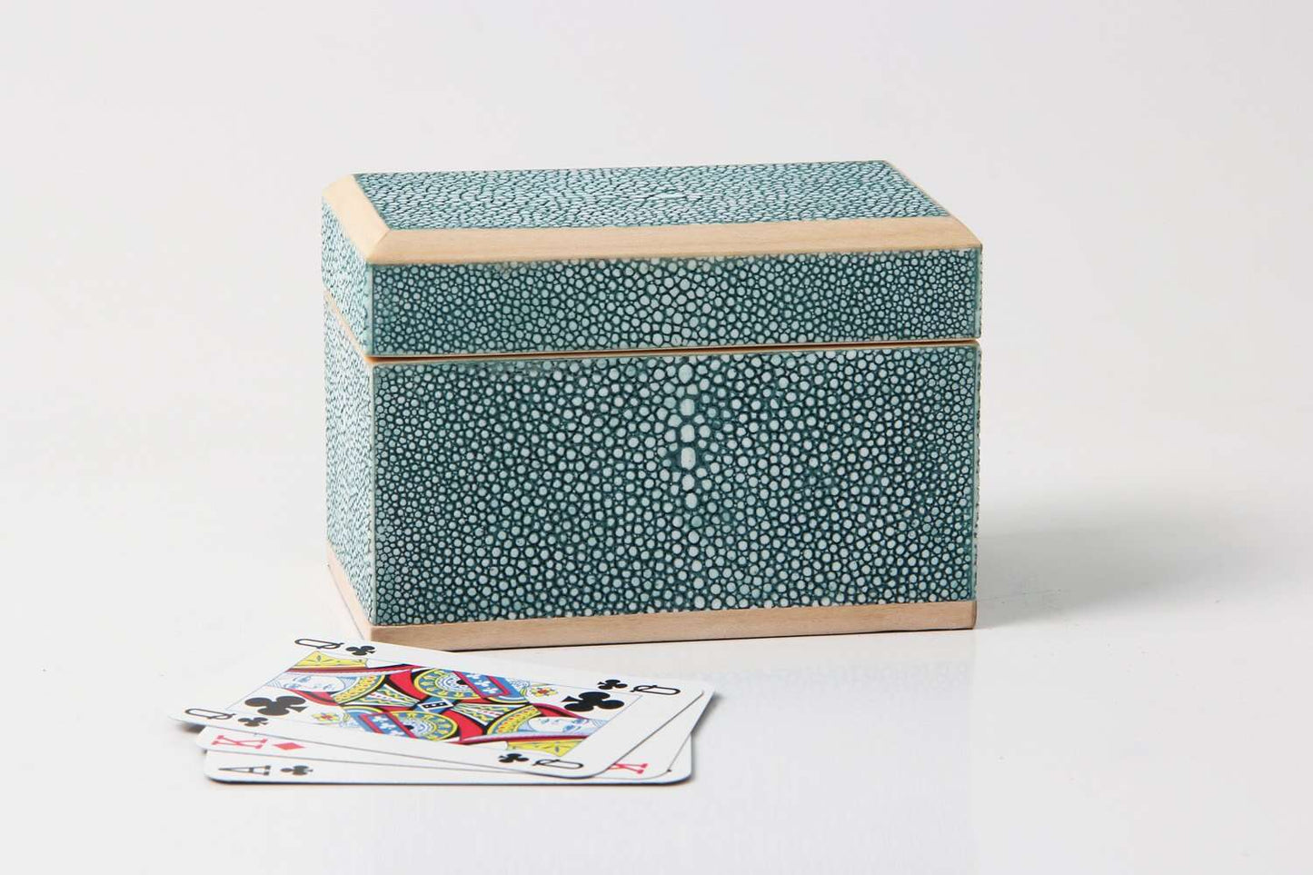 Playing card box unique teal shagreen playing card box