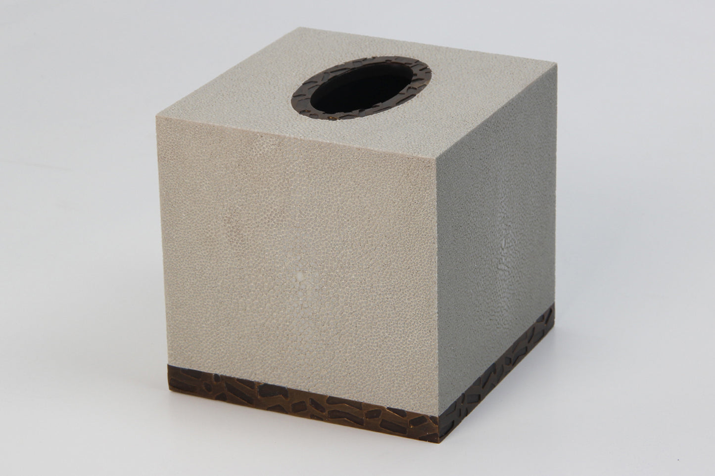 Rachel Winham's Tissue Box in 'Linen White' Shagreen