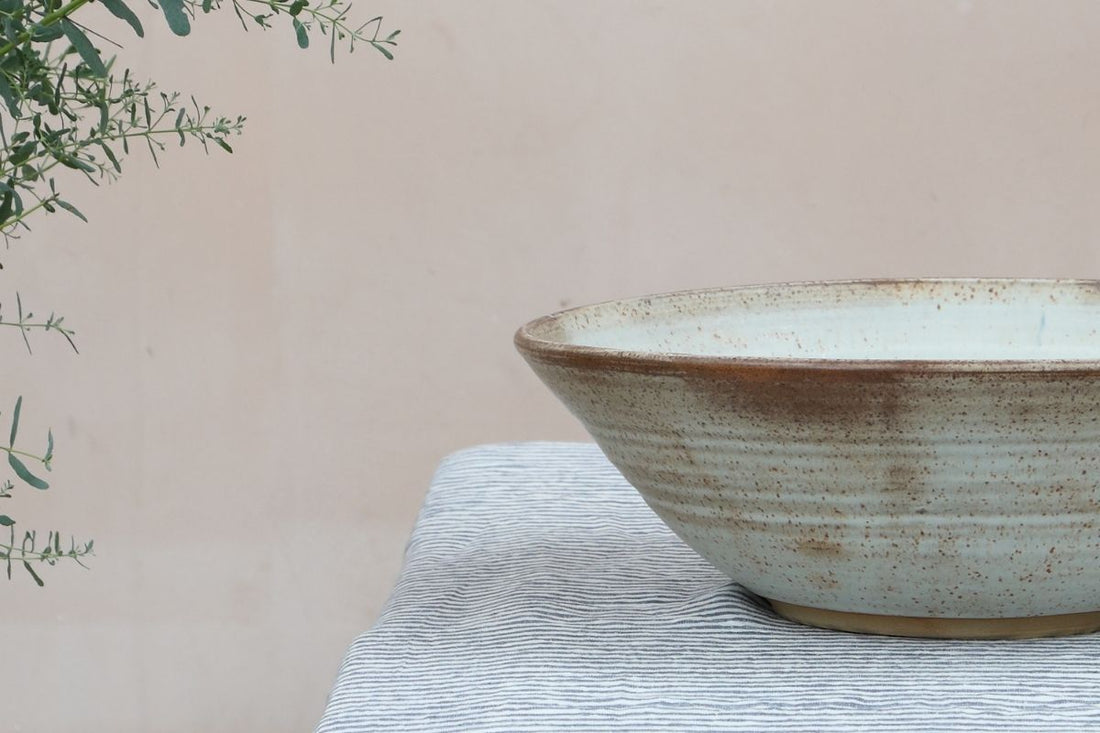 Artisian white ceramic serving bowl by Paul Mosman for Forwood Design