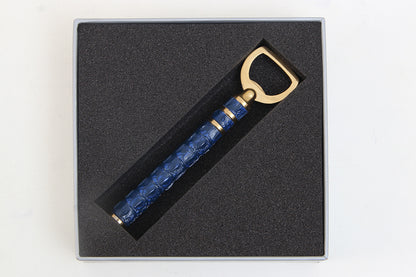 Blue Crocodile Bottle Opener | Luxury Brass Barware