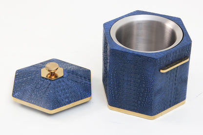 Luxury Blue Ice Bucket in Crocodile