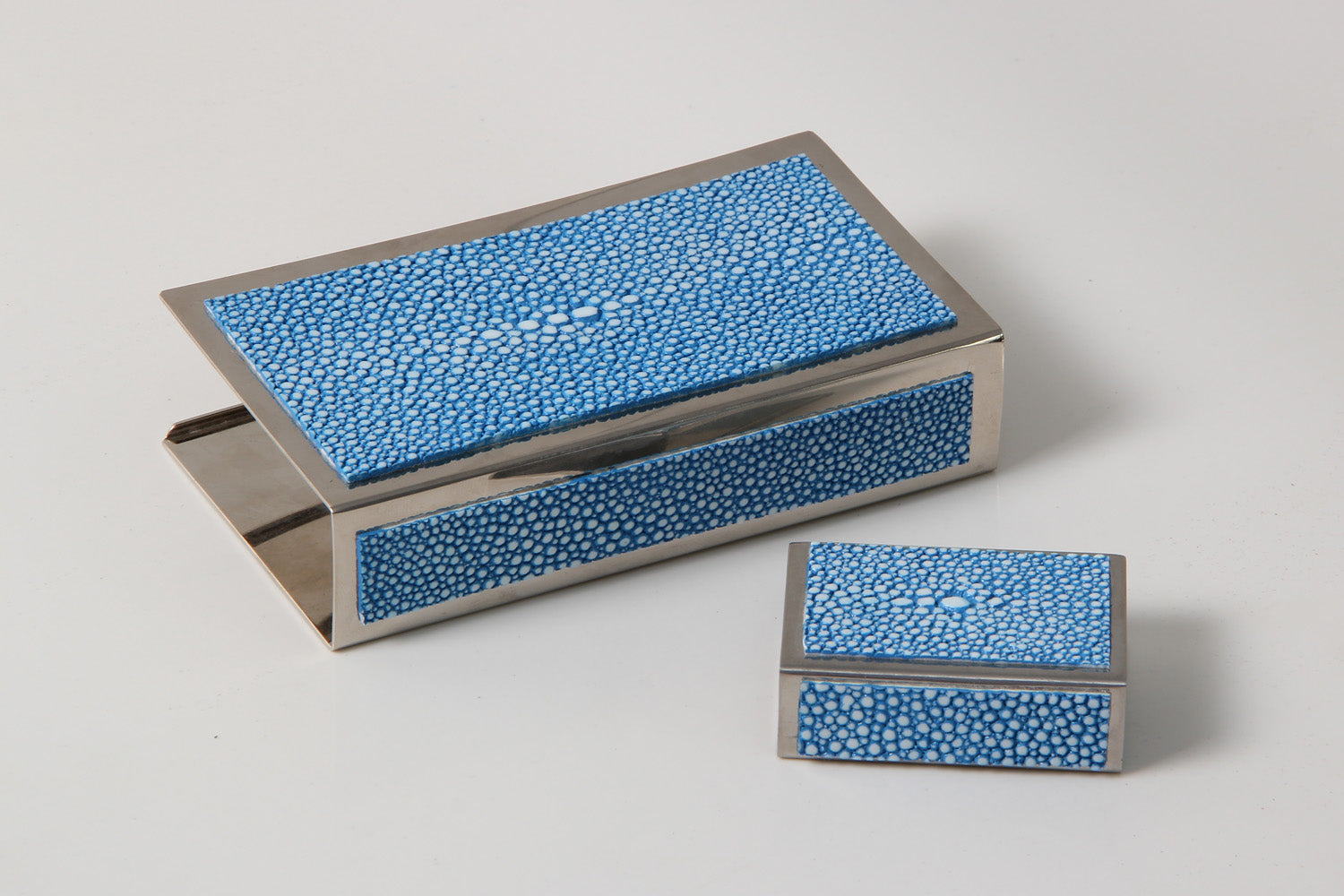 matchbox holder Blue Shagreen matchbox holder