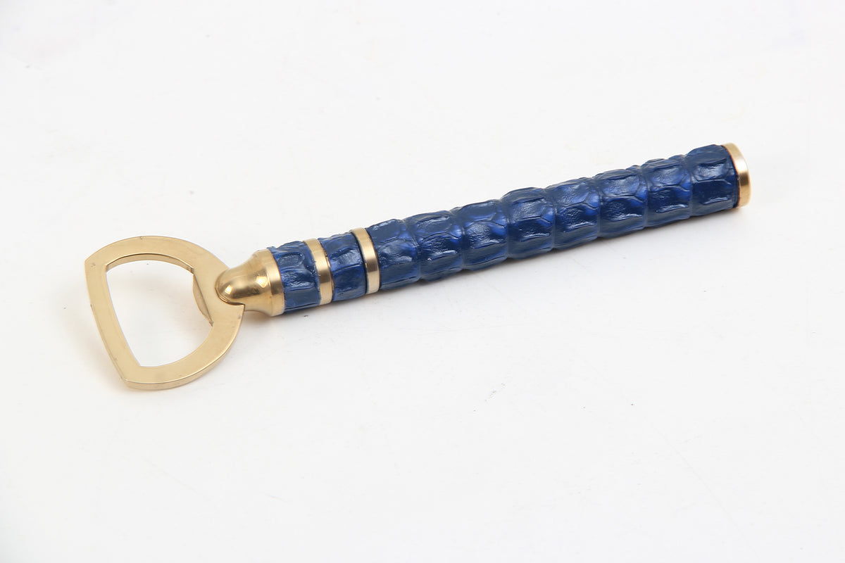 Blue Crocodile Bottle Opener | Luxury Brass Barware