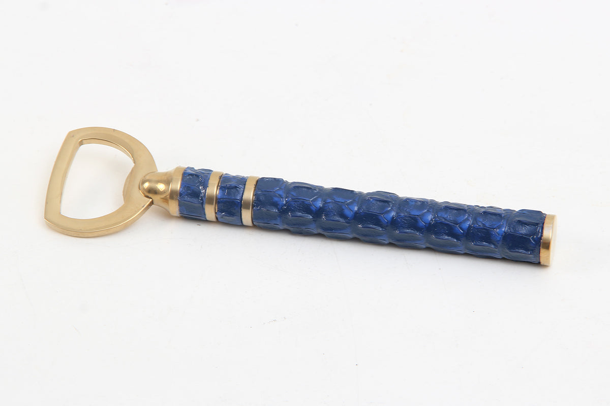 Blue Crocodile Bottle Opener | Luxury Brass Barware