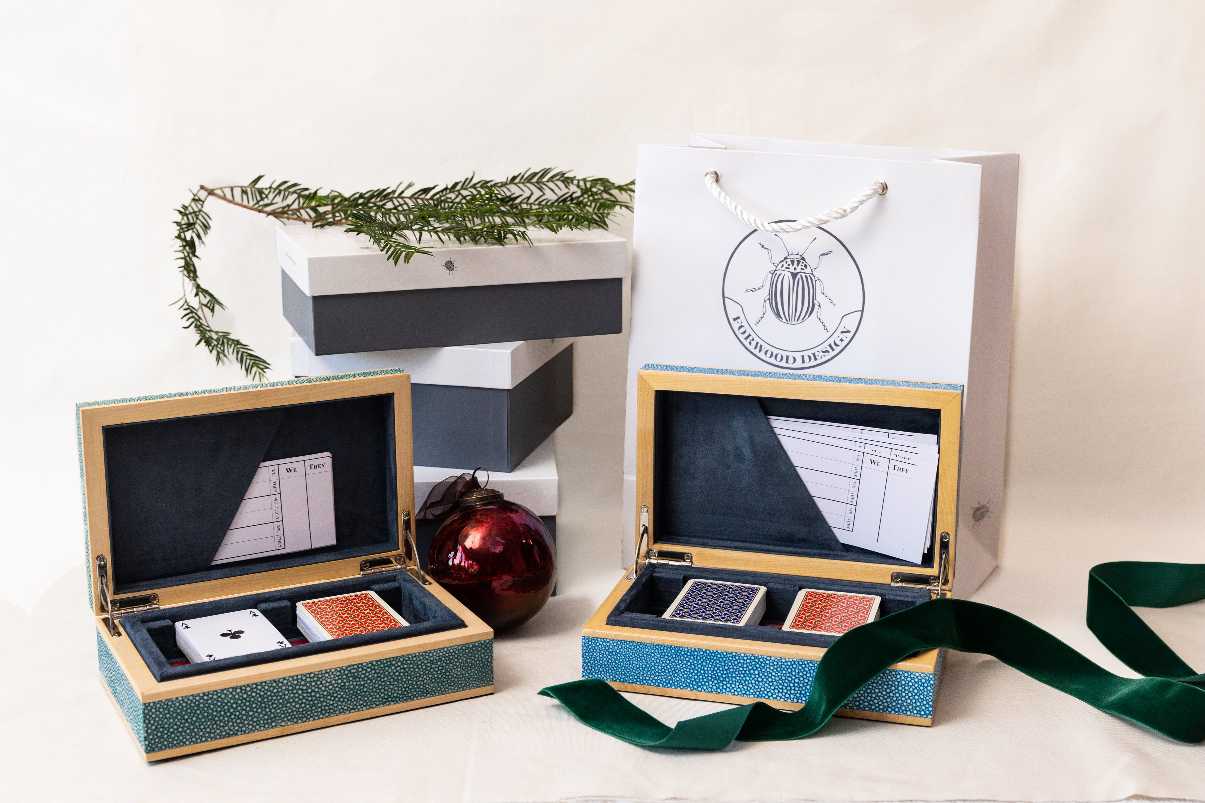 Two Bridge sets with playing cards