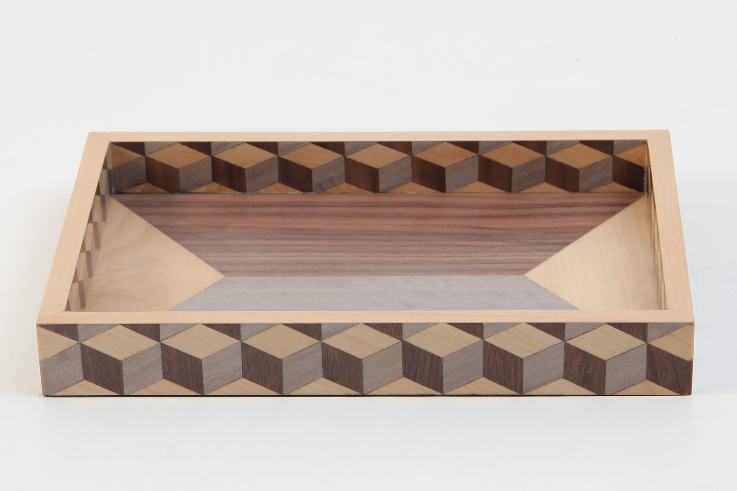 Modern Marquetry Cube Desk Tray