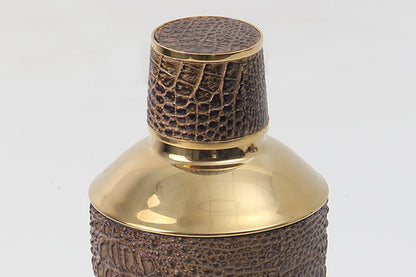 Close-up of Crocodile Cocktail Shaker stainless steel texture