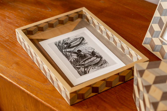 Marquetry Cube Desk Tray