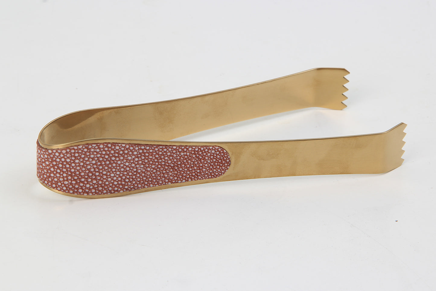 Coral Shagreen & Brass Ice Tongs  – Luxury Bar Tool