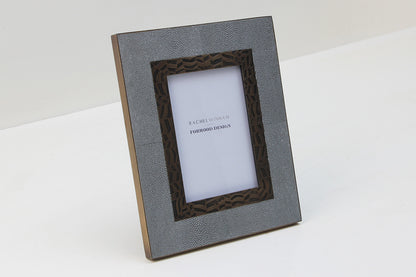 Luxury shagreen and brass photo frame