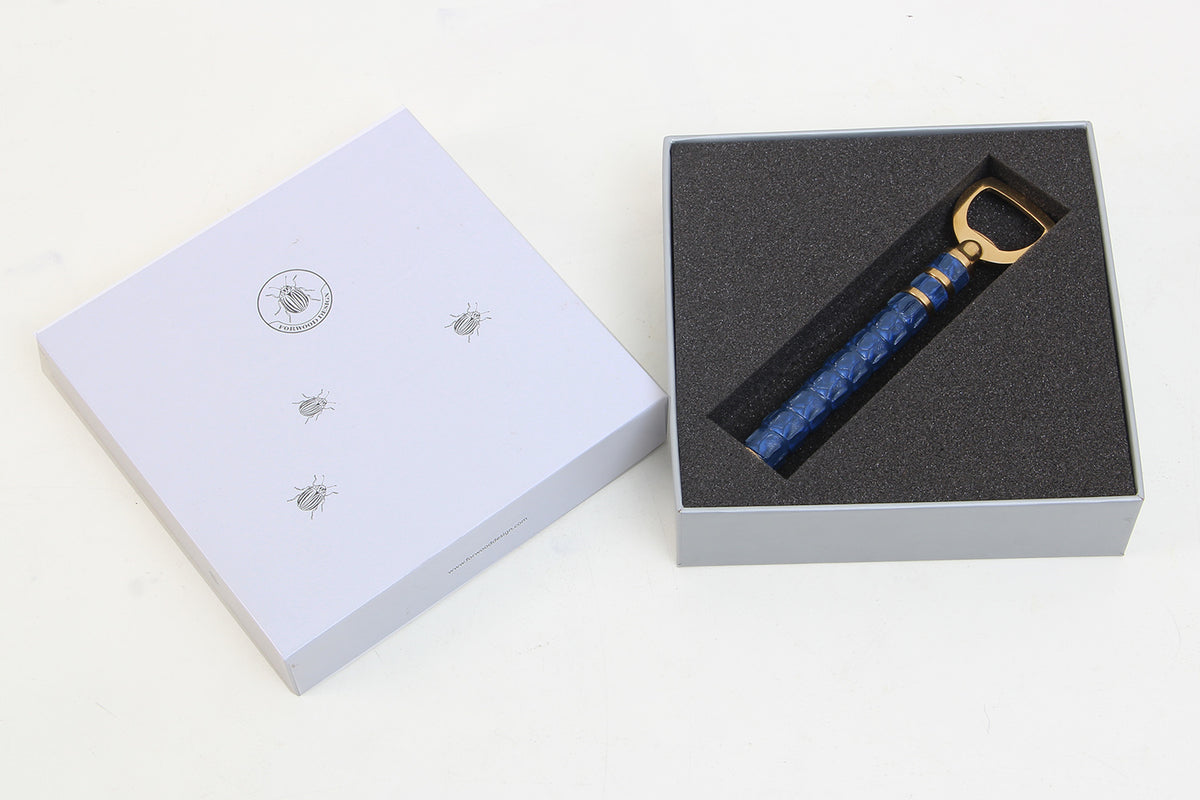 Blue Crocodile Bottle Opener | Luxury Brass Barware