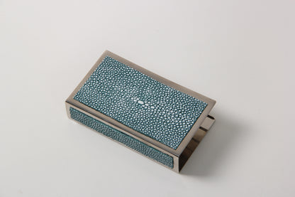 Matchbox Holder in Teal Shagreen