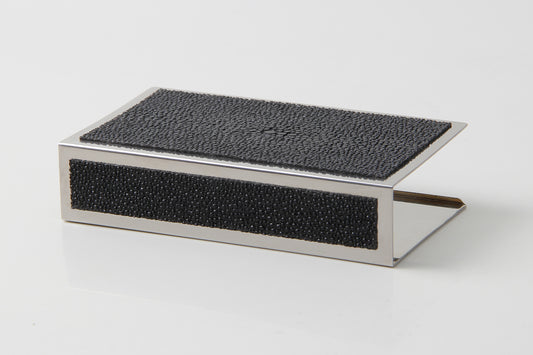 matchbox holder Black shagreen Match box cover
