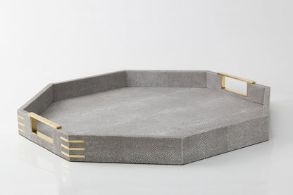 Serving tray barley shagreen octagonal drinks tray shagreen