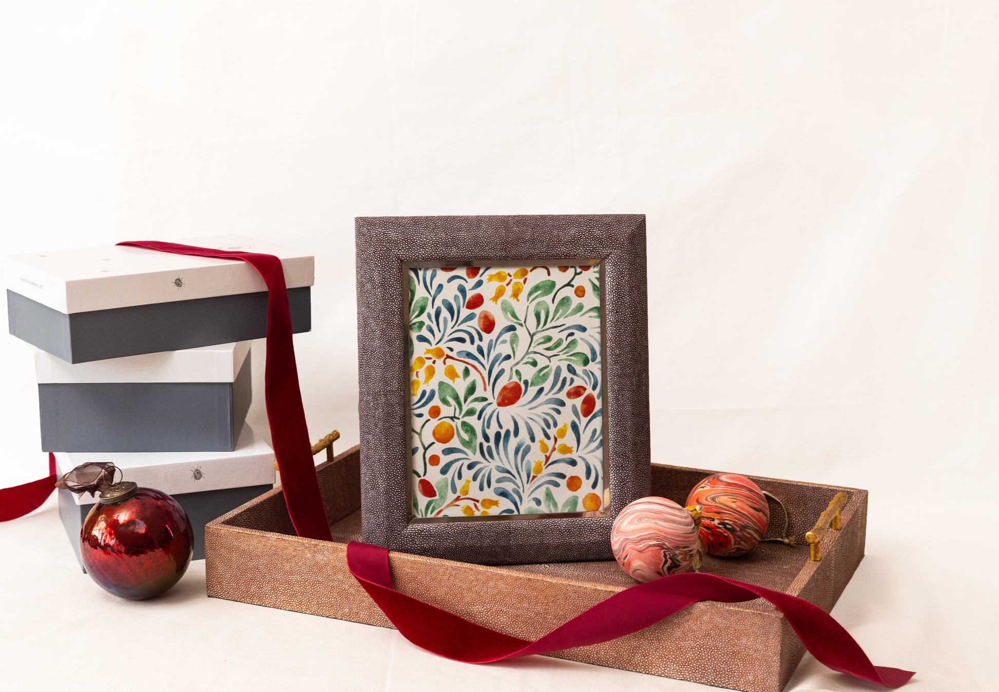 Luxury Photo frame in Mulberry shagreen for Forwood Design