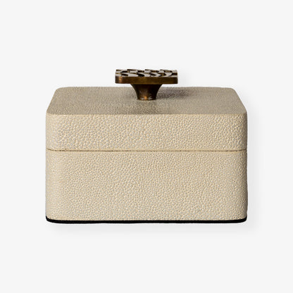 Trinket box treasure box jewellery box in white shagreen by Rachel Winham 