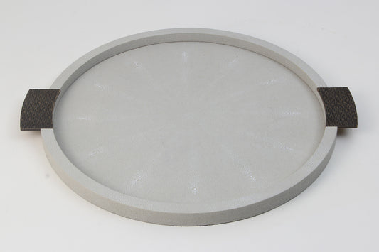 Round serving Tray in Shagreen