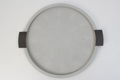 Round drnks Tray in Shagreen