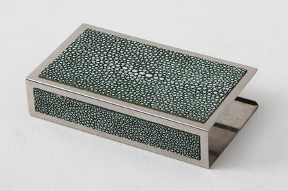 Green shagreen matchbox holder