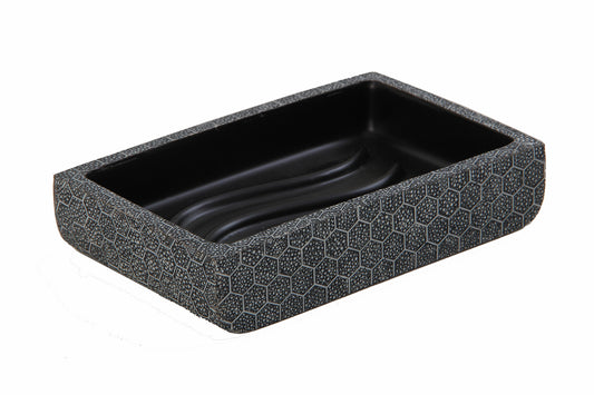 The Hex Soap Dish in charcoal shagreen