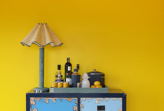 Diss Column Table Lamp in Teal Shagreen