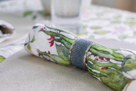 Napkin Rings in Teal Shagreen