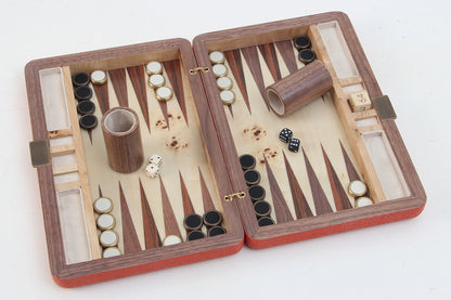 travel backgammon set orange shagreen gift