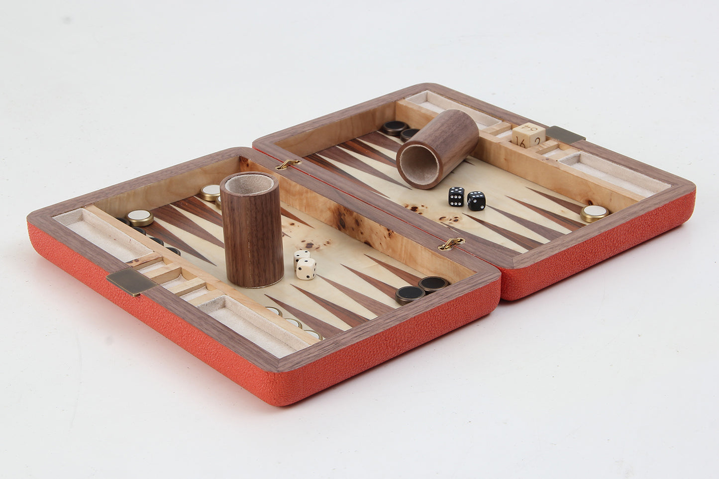 Travel Backgammon set orange Gift present 