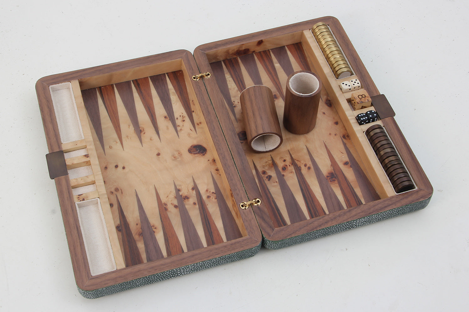 Travel backgammon set green chic present gift