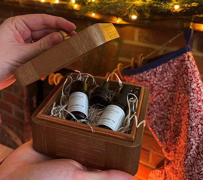 Elgaiva essential oils in a Forwood Design Acorn box