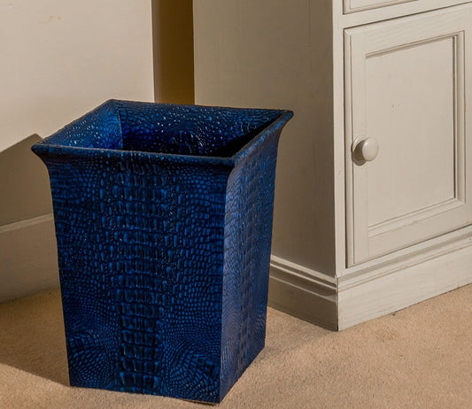 Blue Waste Paper Bin in Crocodile | Henry Forwood