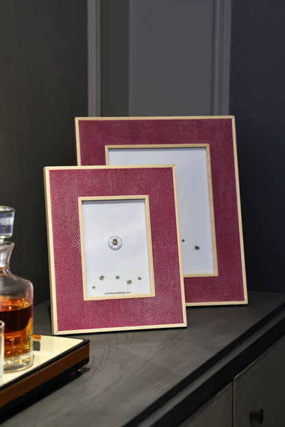 Luxury photo frames Pink shagreen photo frames by Henry Forwood