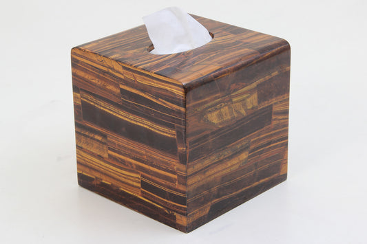 Luxury Tissue box holder in Tigers Eye